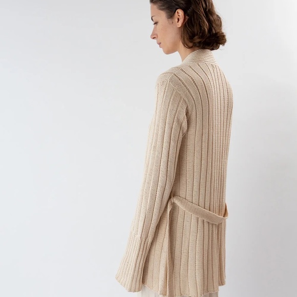 Erica Tanov Pima Cotton Lounge Cardigan in Natural, Large - Picture 4 of 12